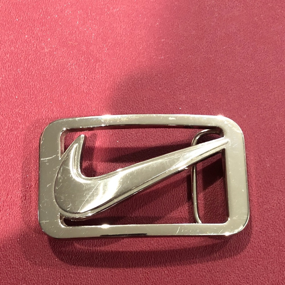 Nike chrome Swoosh belt buckle Golf Casual